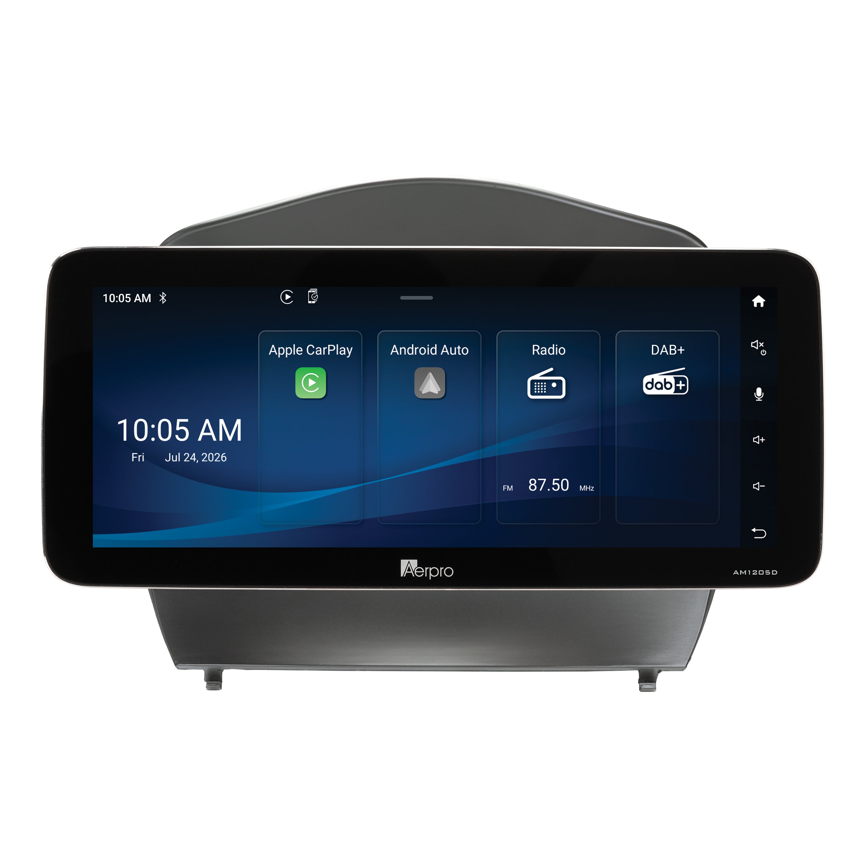 Aerpro AMTCHY21 12.3 inch head unit showing the Aerpro home screen