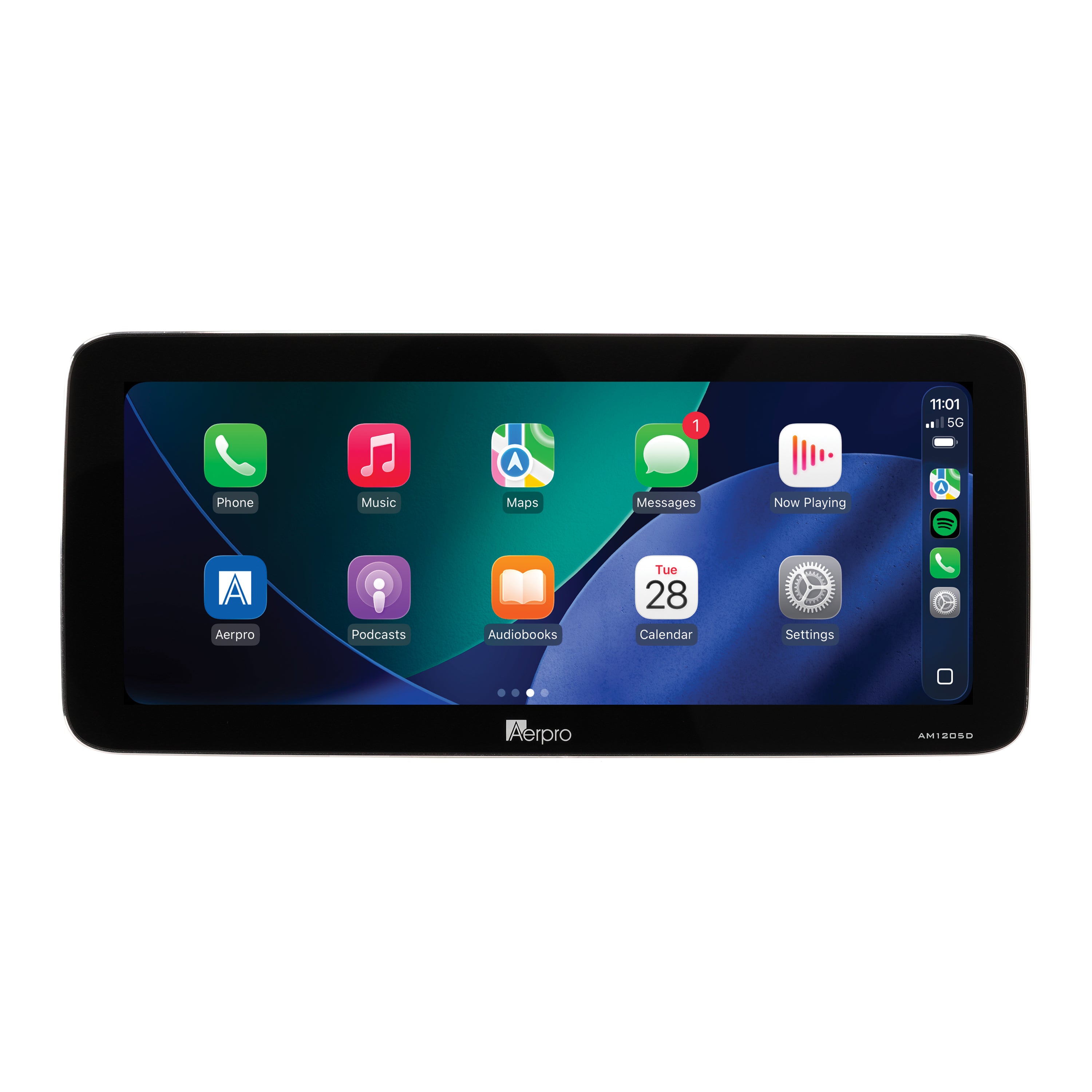 Aerpro AMTCHY7 12.3 inch head unit for iLoad iMax 2008-2010, showing Apple CarPlay