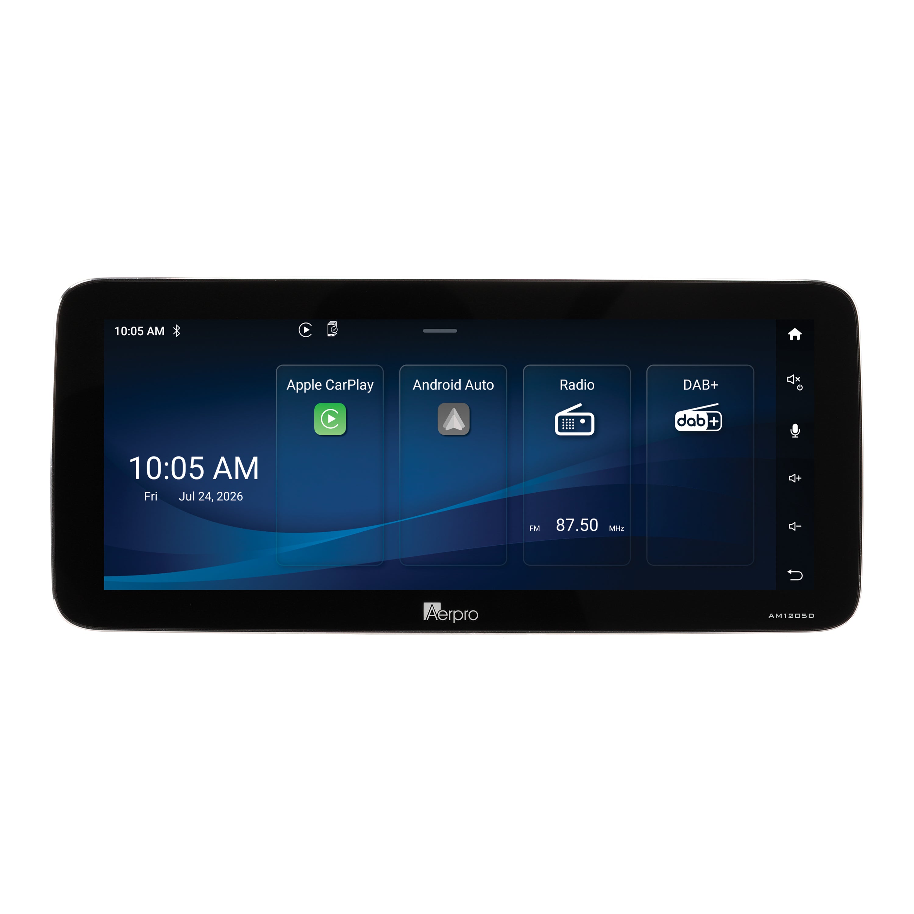 Aerpro AMTCHY7 12.3 inch head unit showing the Aerpro home screen