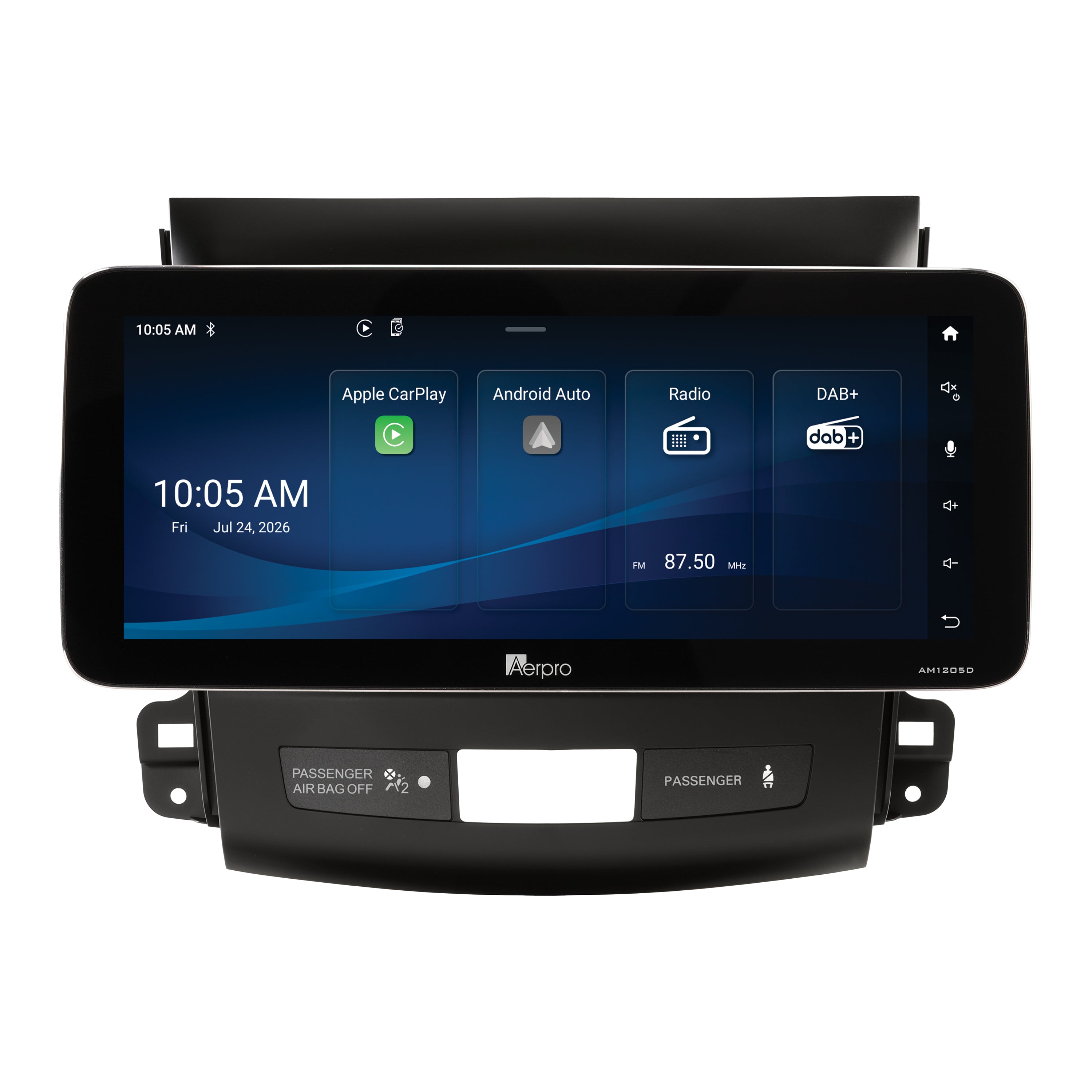 Aerpro AMTCMB11 12.3 inch head unit showing the Aerpro home screen