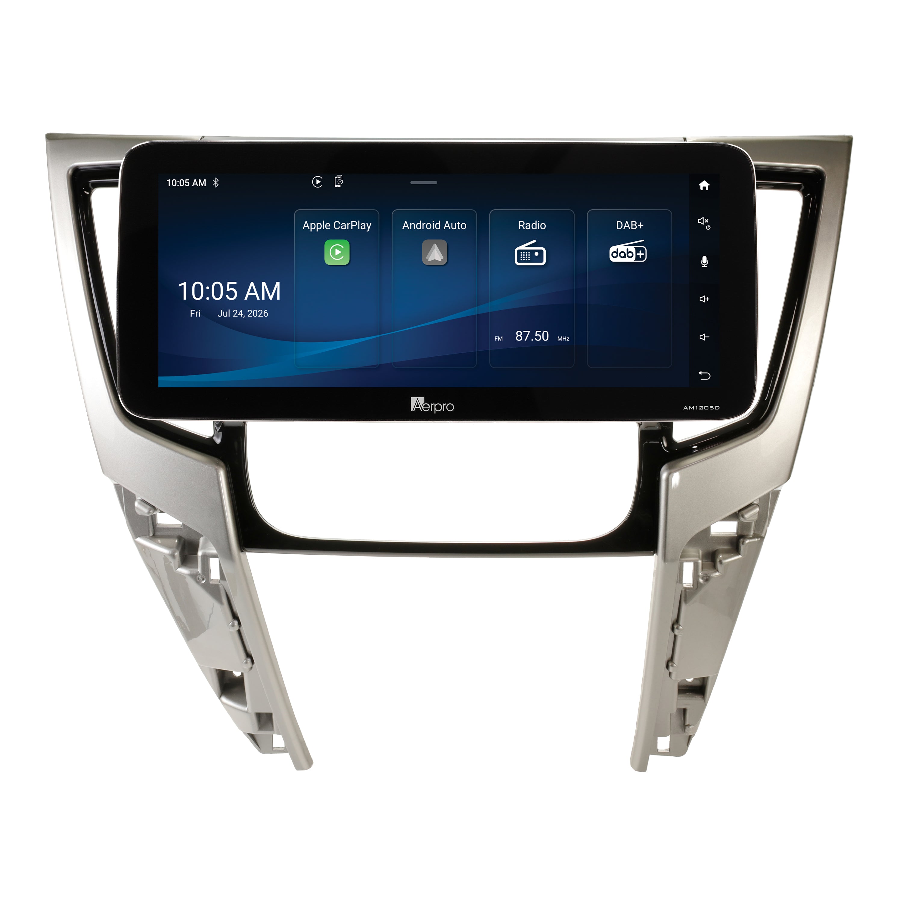 Aerpro AMTCMB30 12.3 inch head unit showing the Aerpro home screen