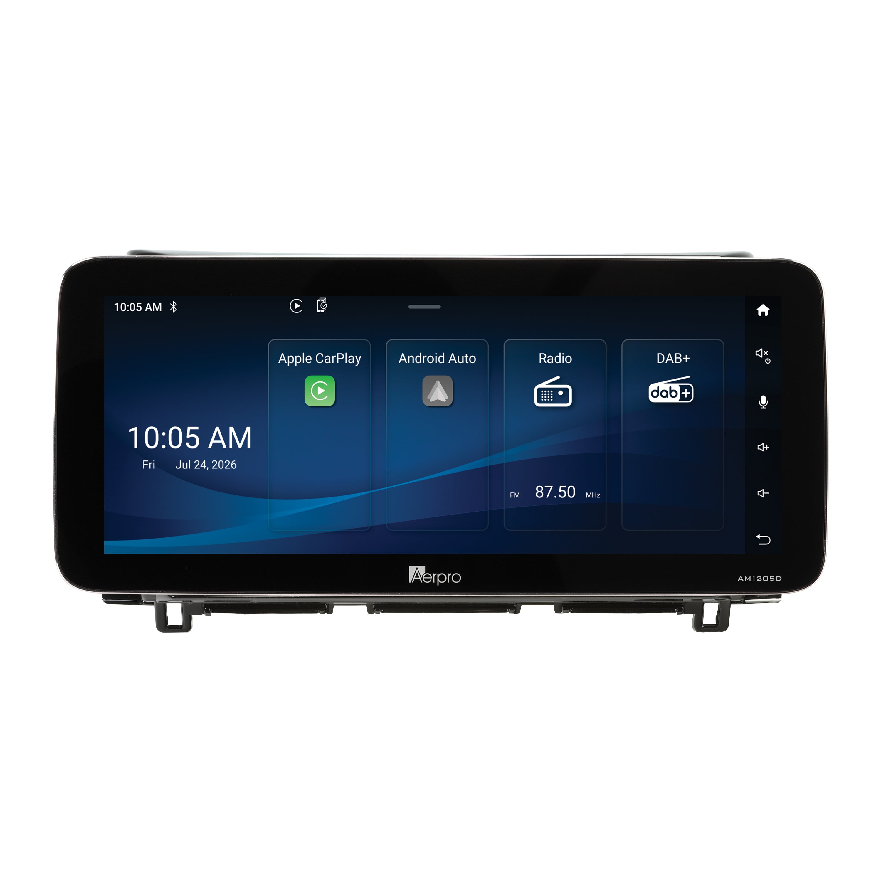 Aerpro AMTCNI12 12.3 inch head unit showing the Aerpro home screen