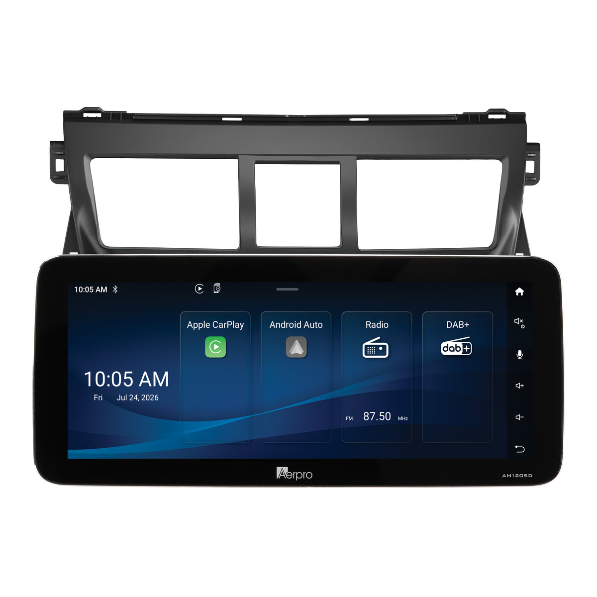Aerpro AMTCTO15 12.3 inch head unit showing the Aerpro home screen