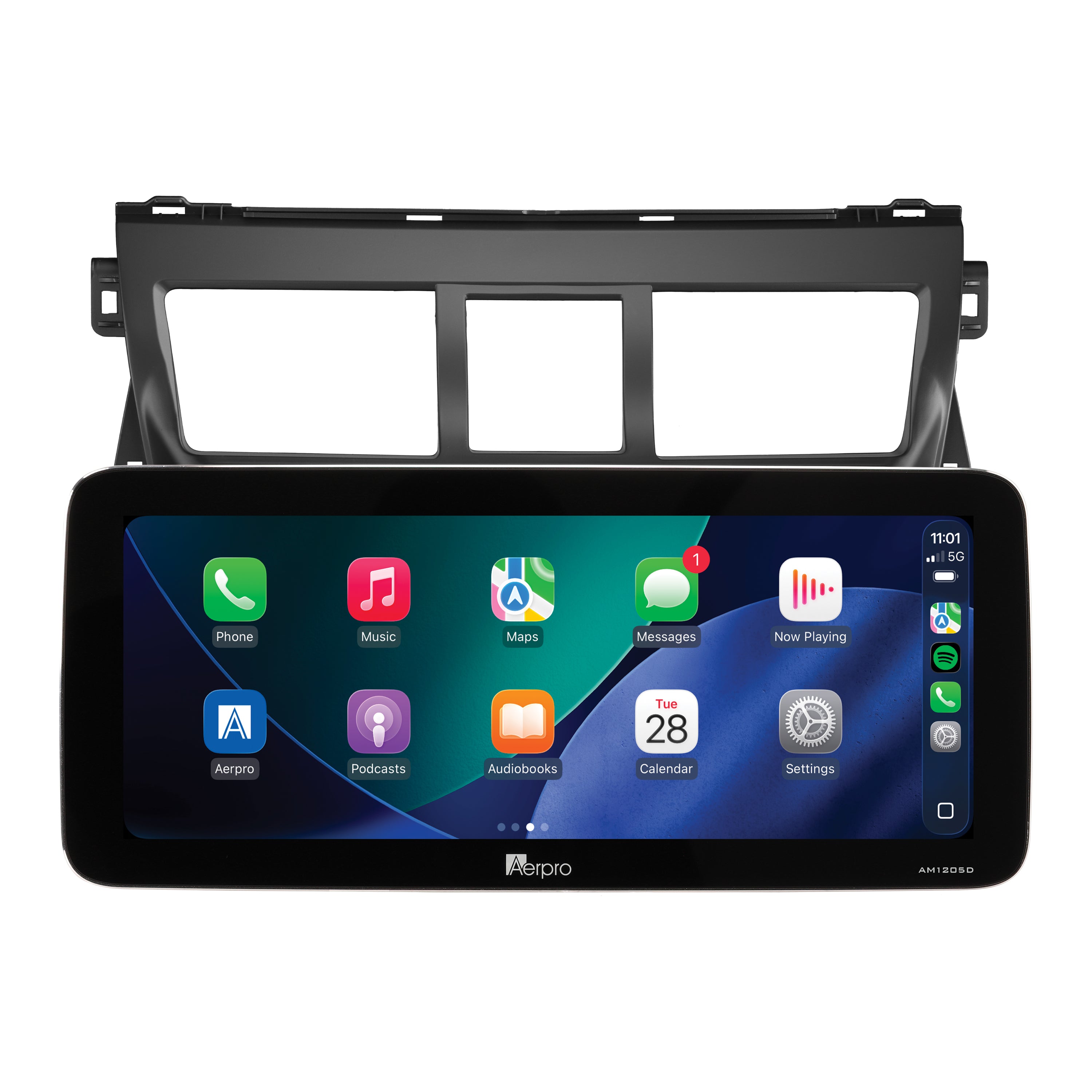 Aerpro AMTCTO15 12.3 inch head unit for Yaris Sedan 2005-2011, showing Apple CarPlay