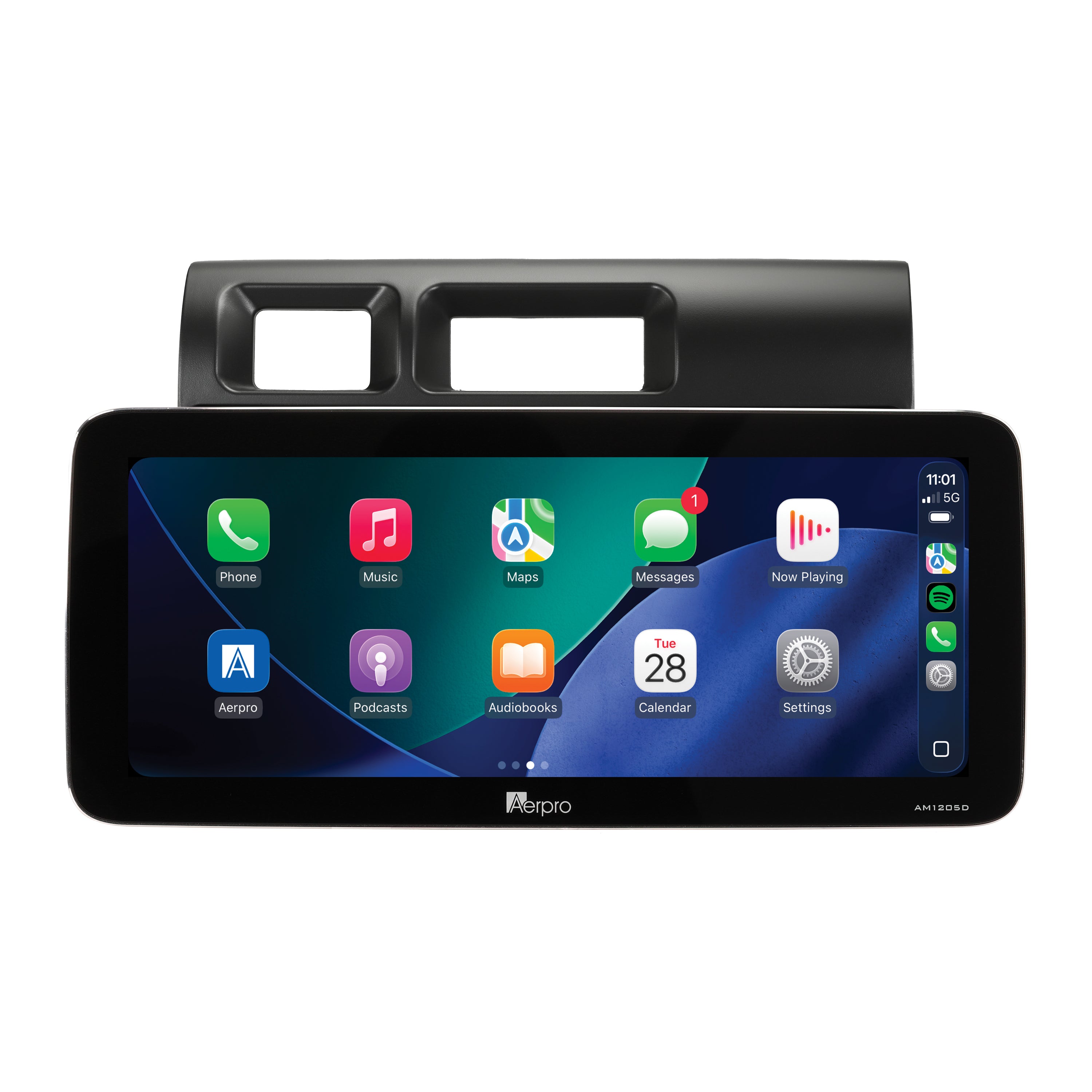 Aerpro AMTCTO35 12.3 inch head unit for LandCruiser 70 2023 on, showing Apple CarPlay