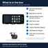 What is in the box for the Aerpro AMTCTO37 kit for Toyota Kluger 2014-2019: the AM1205D 12.3 inch head unit in its matte black facia, the rear camera and a list of the 8 kit items