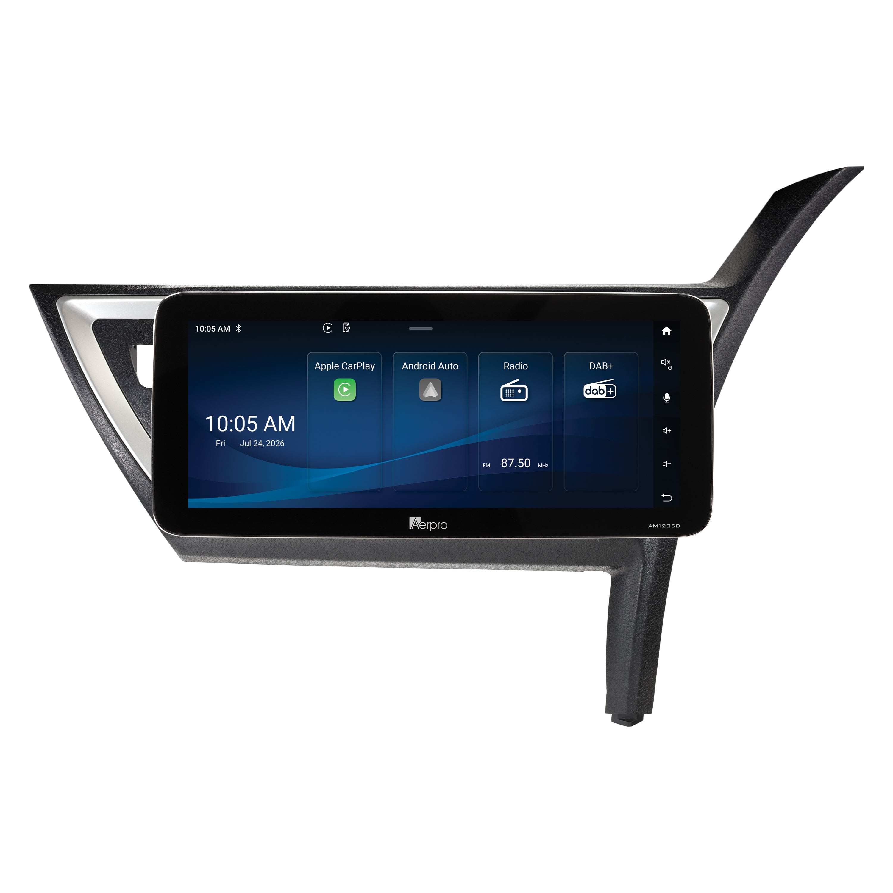 Aerpro AMTCTO39 12.3 inch head unit showing the Aerpro home screen