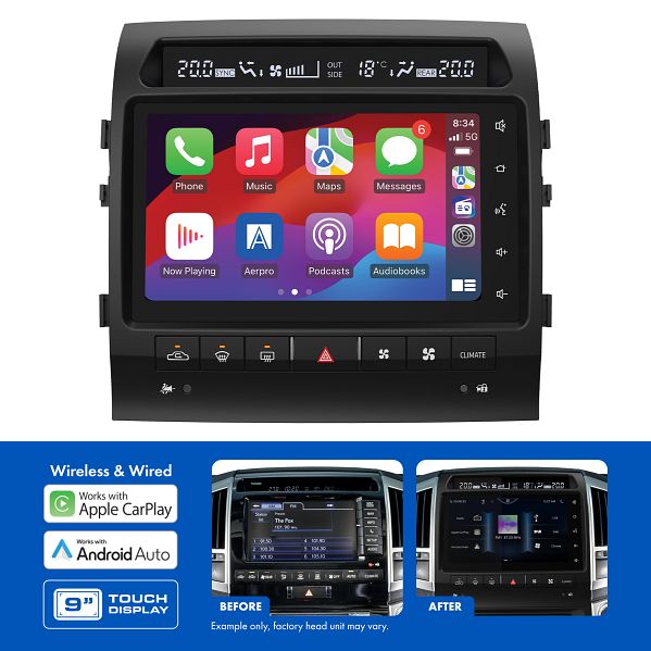 Aerpro AMUTO52 Toyota LandCruiser 200 Series Sahara 2012-2015 9 Inch Advanced Infotainment System