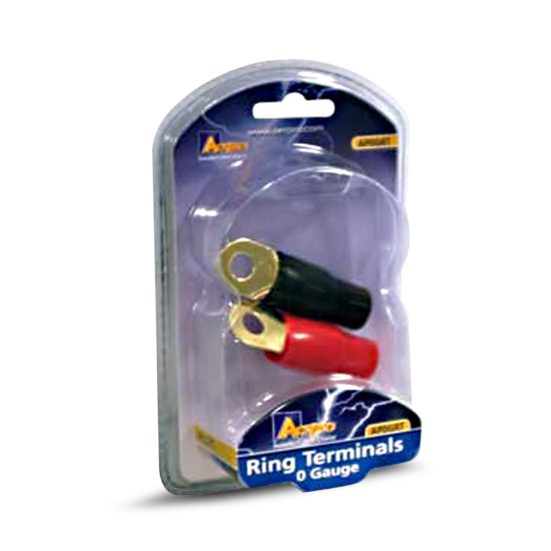 Aerpro AP0GRT 0 Gauge Red/Black Ring Terminal - 2 Pieces