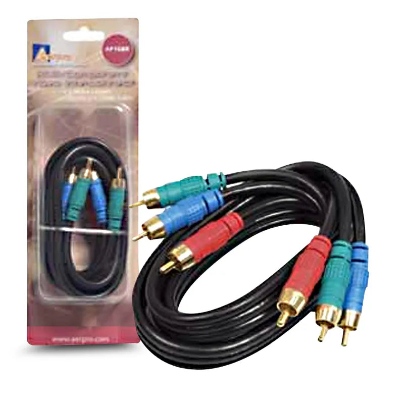 Aerpro AP1GBR 1M A/V Lead Green/Blue/Red RCA 3m to 3m Plugs 75 Ohm Coax