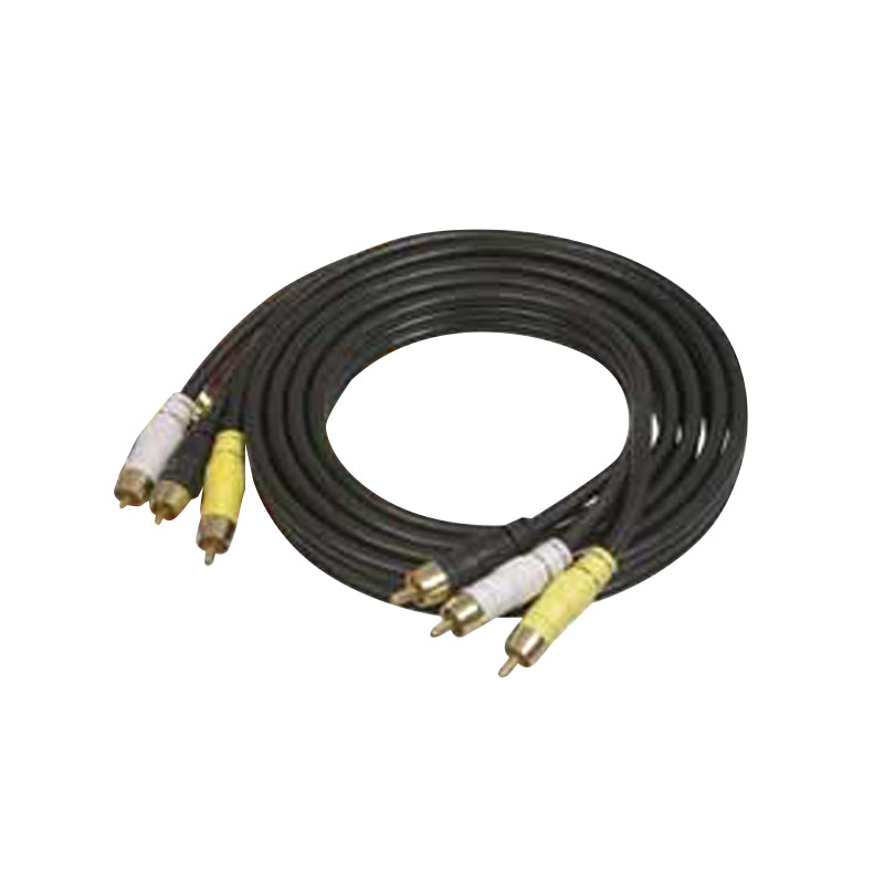 Aerpro AP2YWB 2M A/V Lead Yellow/White/Black RCA 3m to 3m Plugs 75 Ohm Coax