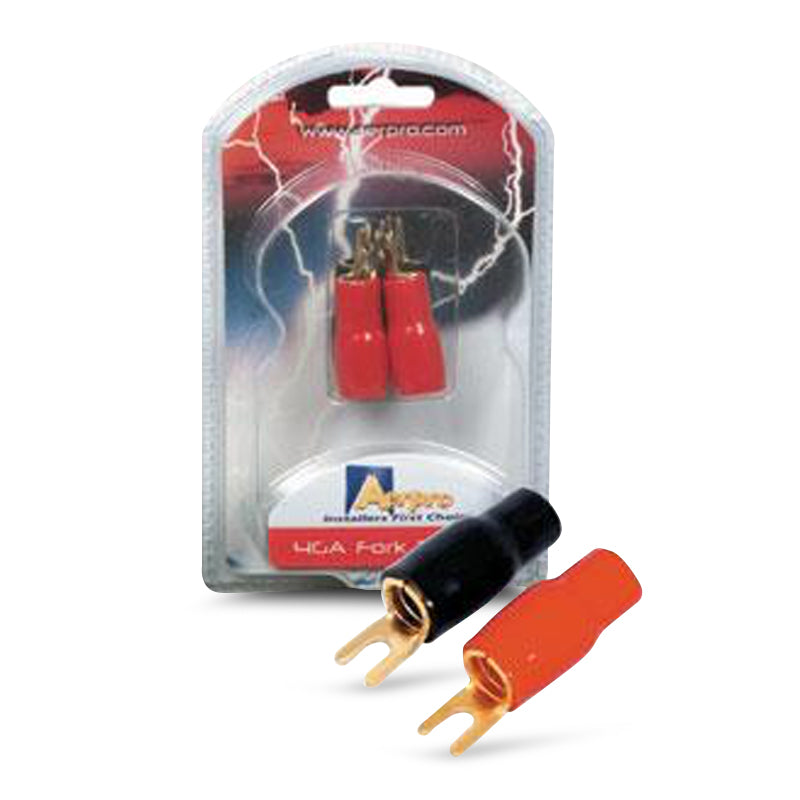 Aerpro AP701 4 Gauge Fork Terminals 2 Red / 2 Black