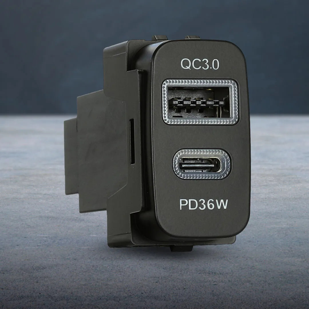 Aerpro APCCMT4| Dual USB-C PD36W & USB-A QC3.0 Charger to Suit Mitsubishi (19.5x36.5mm)