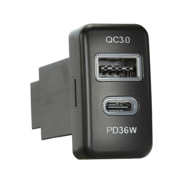 AERPRO APCCTO6 - Dual USB Charger USB-C PD36W / USB-A QC3.0 Toyota 22mm x 40mm