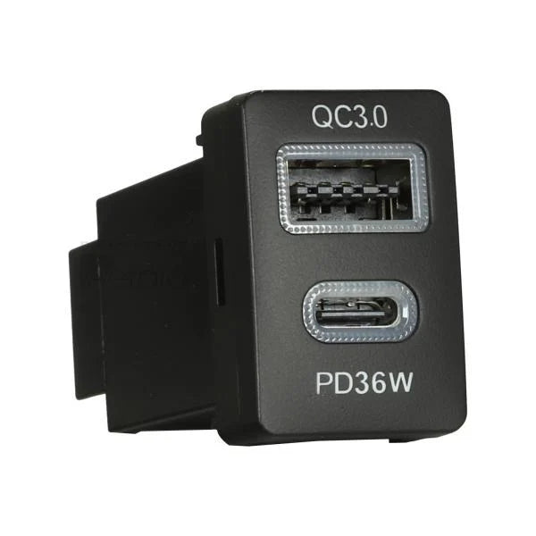 AERPRO APCCTO7 - Dual USB Charger USB-C PD36W / USB-A QC3.0 Toyota 21mm x 32mm | OEM-Style Integration