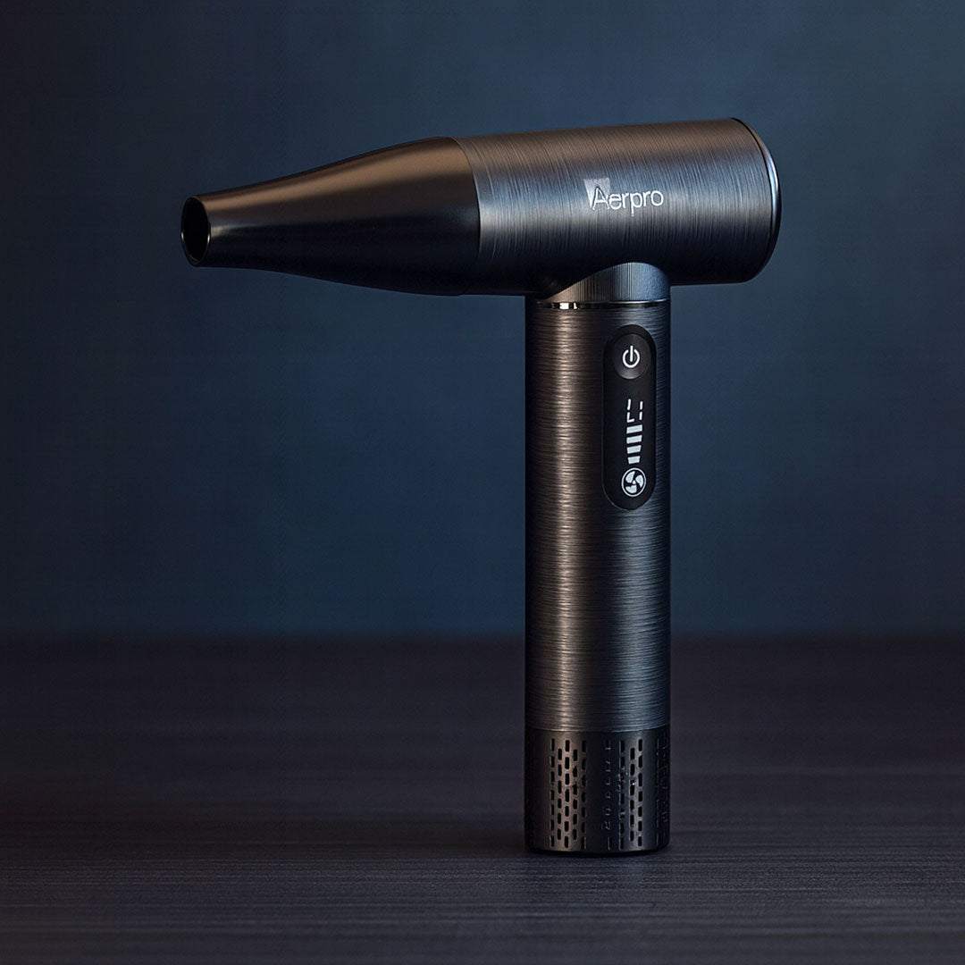 Aerpro APDB1 | Brushed Metal Handheld Dust Blower – 130,000 RPM, USB-C, LED Display