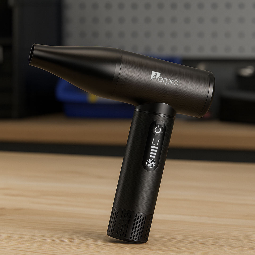 Aerpro APDB1 | Brushed Metal Handheld Dust Blower – 130,000 RPM, USB-C, LED Display