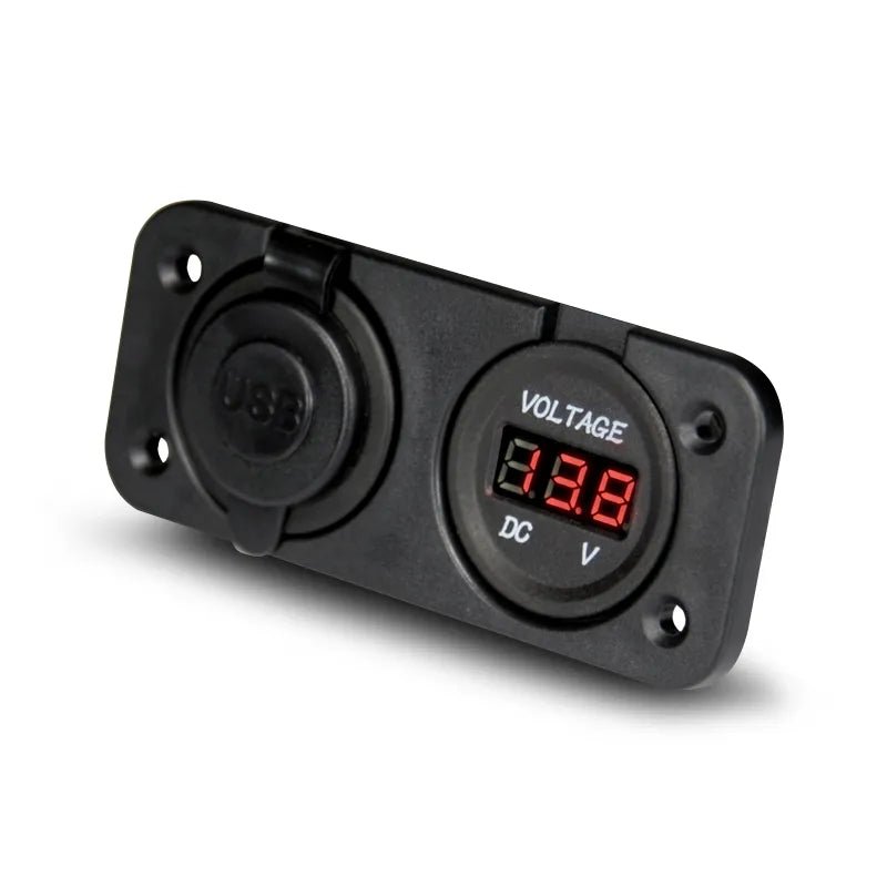 Aerpro APDCP68 Panel Mount Dual USB Socket & LED Voltmeter