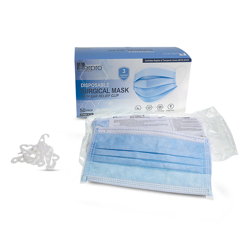 Aerpro APFM50PK Face Mask w/ Ear Relief Clip - 50pcs