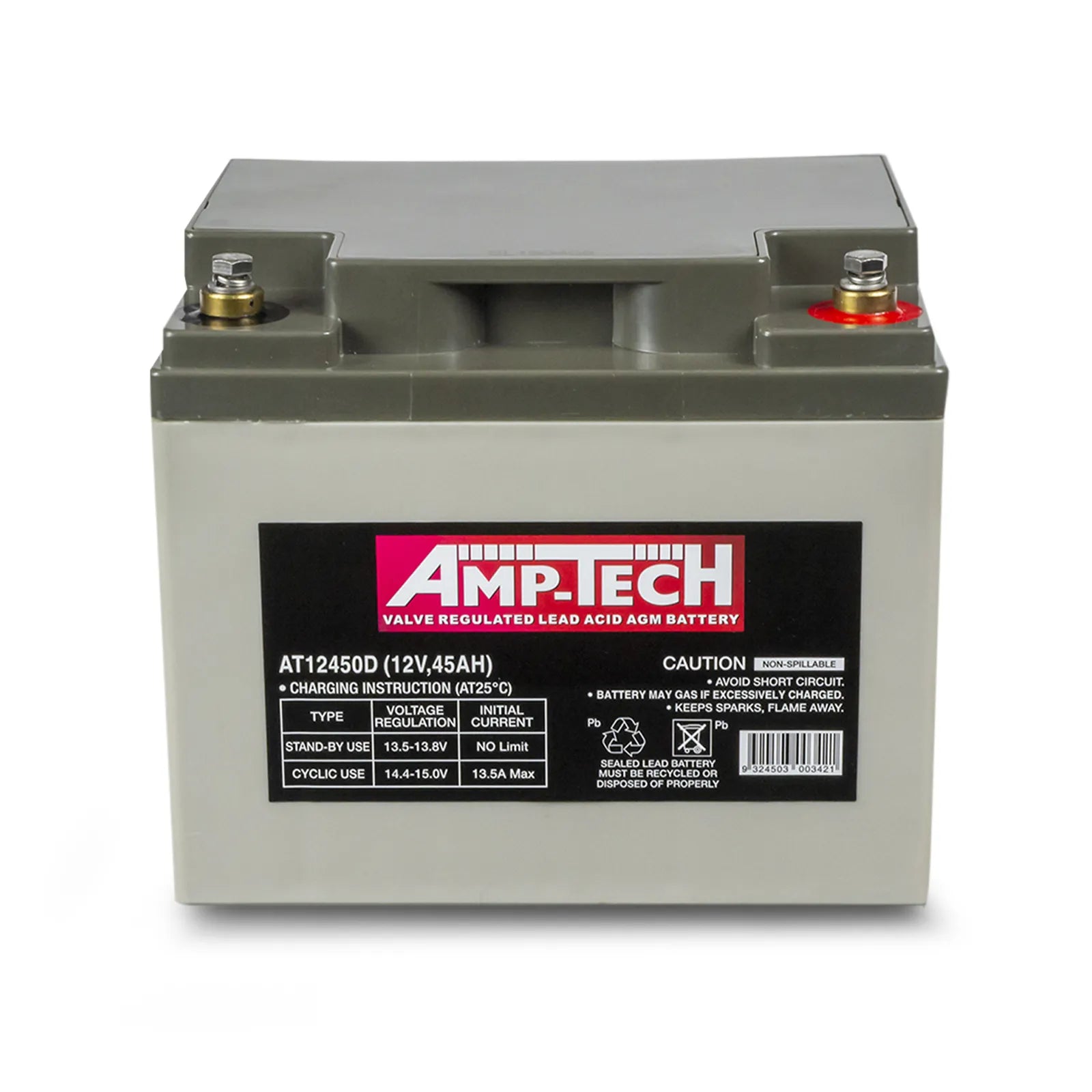Amp-Tech AT12450D VRLA/AGM Deep Cycle Battery (12V 45Ah)