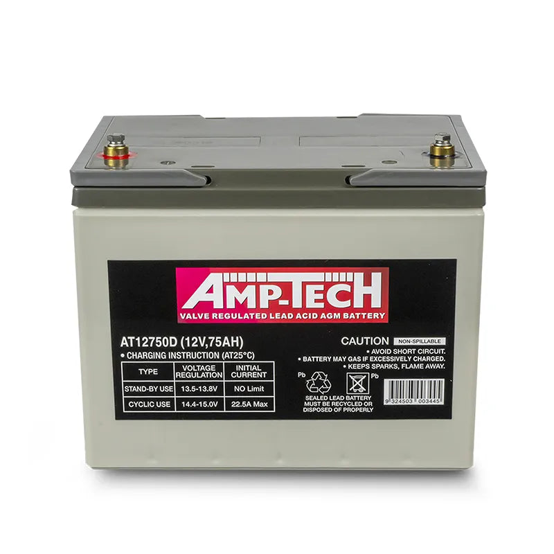 Amp-Tech AT12750D VRLA/AGM Deep Cycle Battery (12V 75Ah)