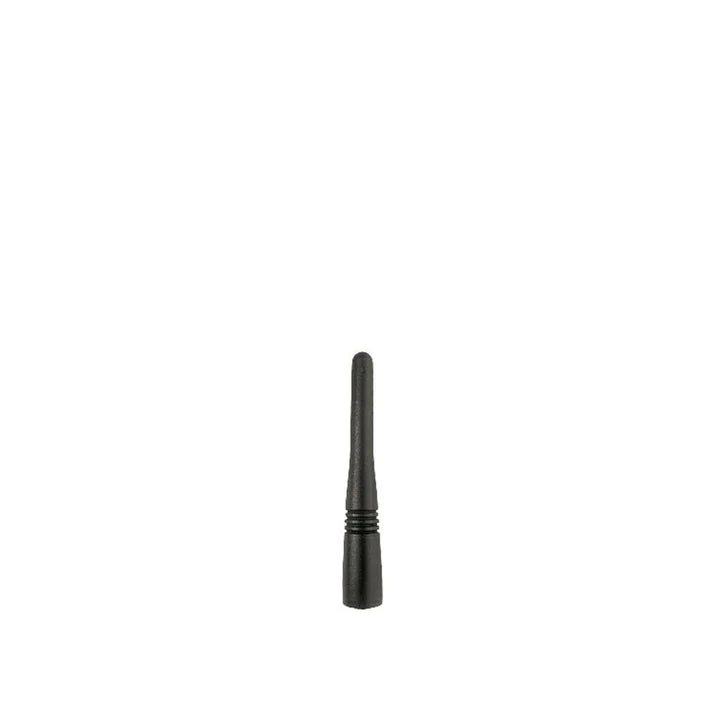 Midland AT15-S 90mm stubby UHF antenna with flexible rubber design and SMA connector for portable radios.