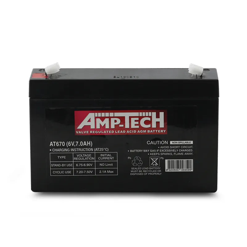Amp-Tech AT670 SLI/AGM General Purpose Battery (6V, 7.0Ah)