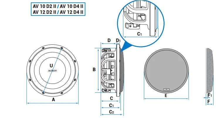 AUDISON AV10D4II - Voce II 10 Inch Subwoofer 4Ω