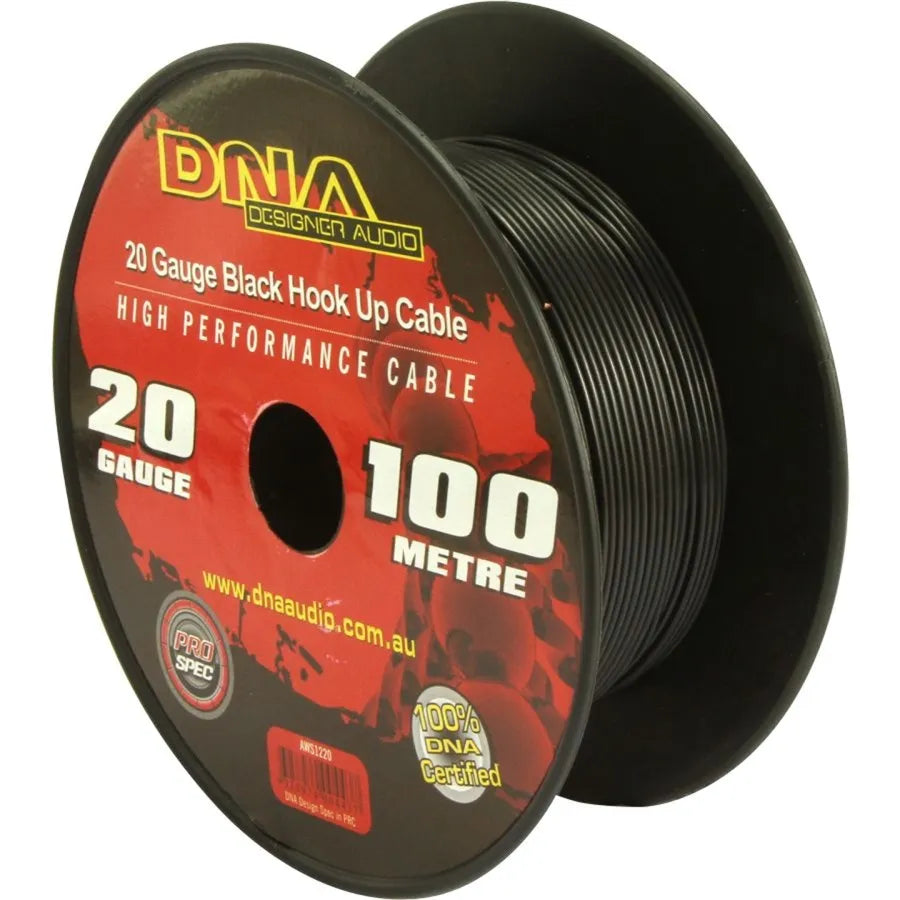 DNA AWP1220 100m of 20 Gauge Hookup Power Cable Black