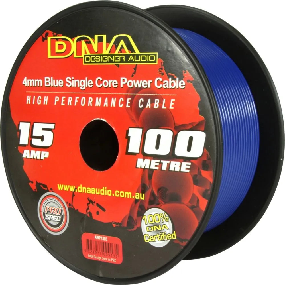 DNA AWP4301 100m of 4mm Single Core Power Cable Blue