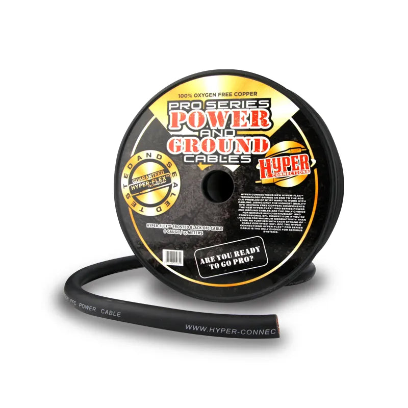 Hyper Connections B0AWG-ROLL Hyper-Flex™ 15M Roll 0GA Frosted Black OFC Cable