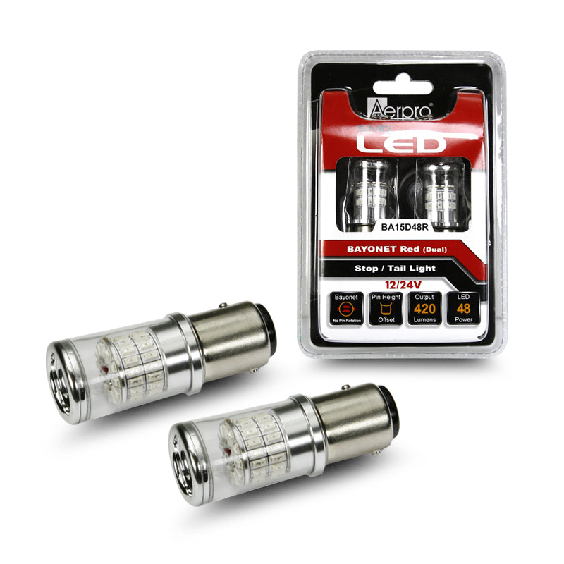 Aerpro BA15D48R 48 X SMD BAY15D Bayonet Red Dual