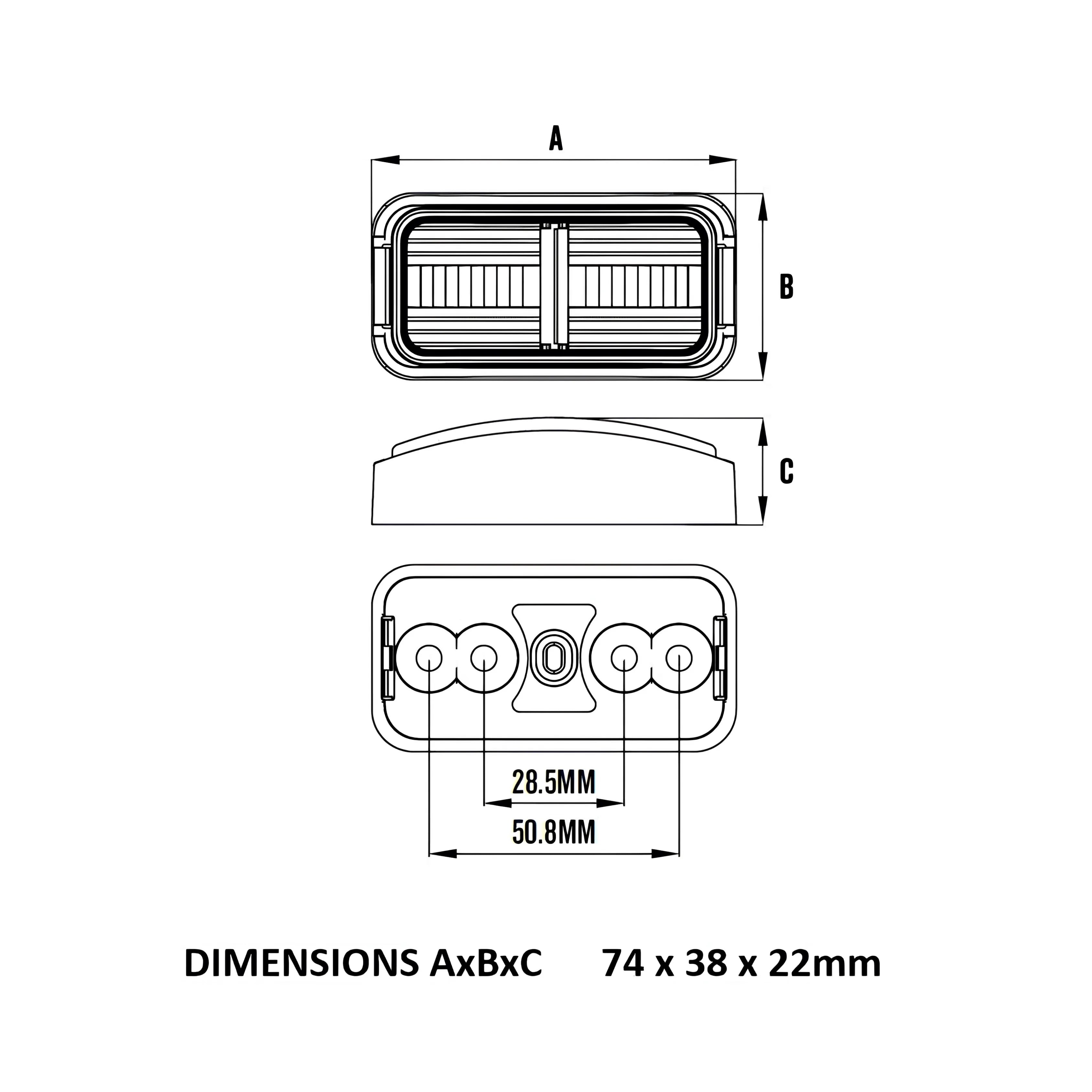 Roadvision BR8W LED Clearance Light White Clear Lens 10-30V