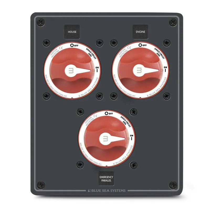 Blue Sea Systems BS-8280B Traditional Metal Dual Bank Battery Management Panel