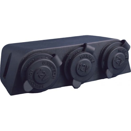 BAINTECH BTCIGA-005R Surface Mount Triple Cigarette Lighter Socket with PVC Housing