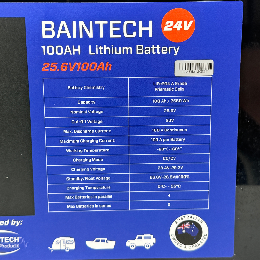 Baintech BTMARINELITH24/100 24V 100Ah Marine Lithium Battery