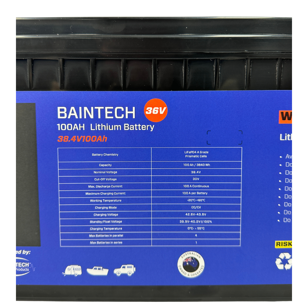 Baintech BTMARINELITH36/100 36V 100Ah Marine Lithium Battery