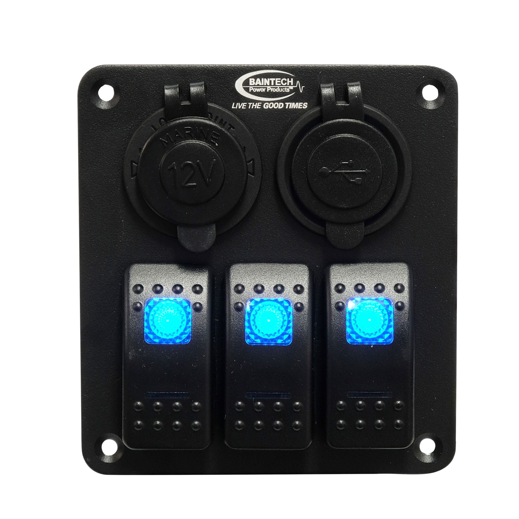 Baintech BTSWITCH3 Aluminium Rocker 3 Switch Panel 12V/24V - Pre-Wired ...