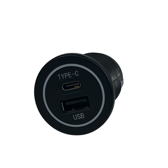 BAINTECH BTUSB-C TYPE Dual USB Charger with Type-C Port - 12V/24V Universal Power Delivery with 2.1A USB and 3A Type-C Fast Charging plus IP54 Magnetic Dust Cover