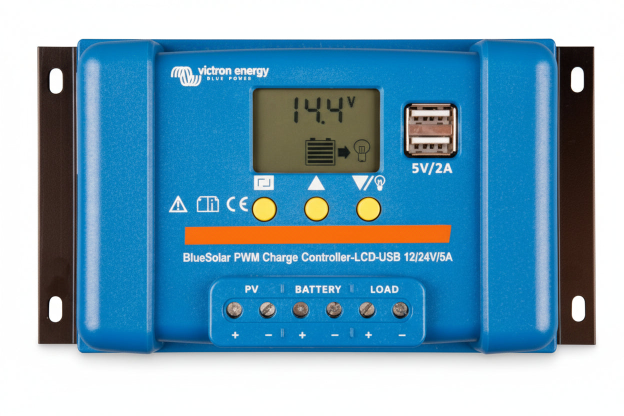 Victron Energy SCC010005050 Blue Solar Charge Controller PWM-LCD & USB 12/24V-5A