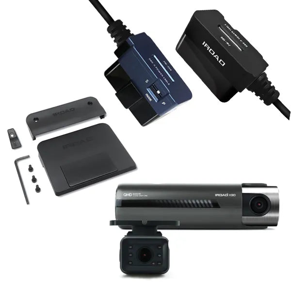 IROAD X30 Bundle QHD Front + External Camera + OBDII Power Cable + X-Security Cover With MicroSD Card