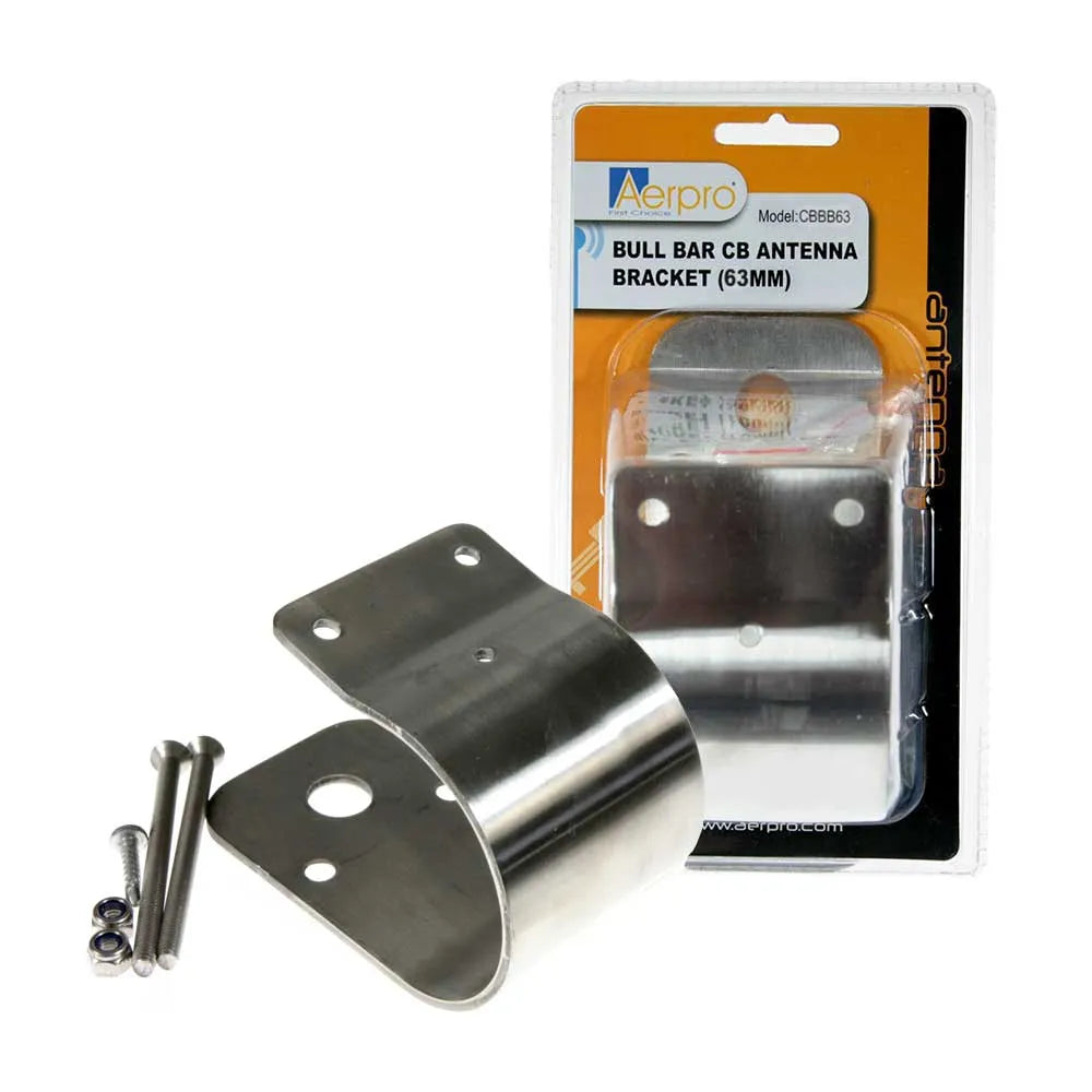 Aerpro CBBB63 Stainless Steel 63mm Wrap-Around Bullbar Mount UHF Antenna Bracket