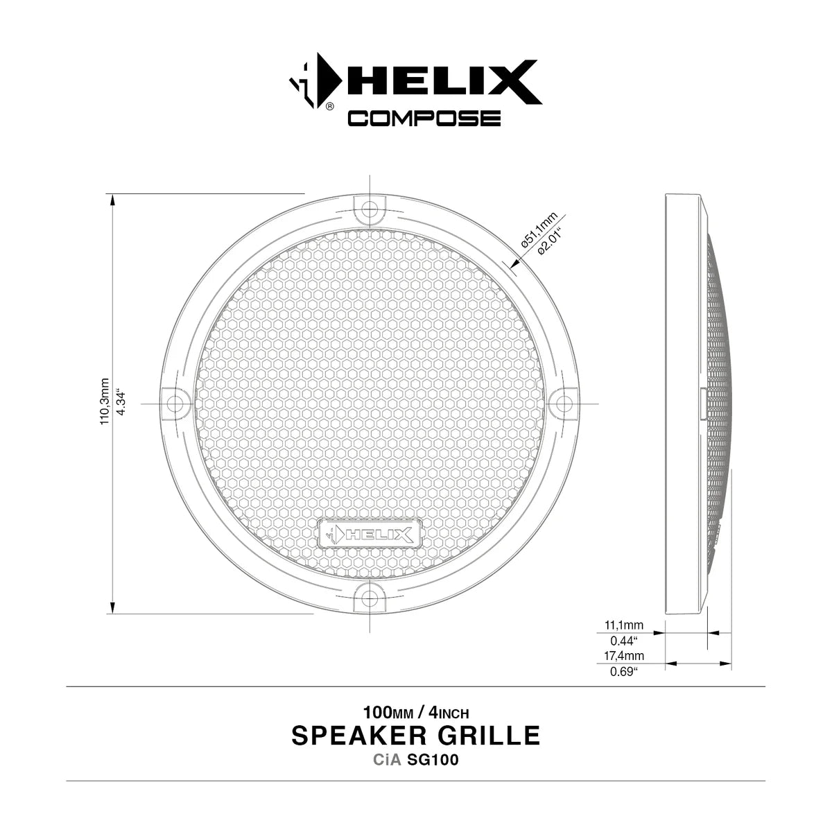 HELIX COMPOSE Ci5 W165FM-S3 - 6.5" Midrange Woofer Pair, FlexMount | 3Ω