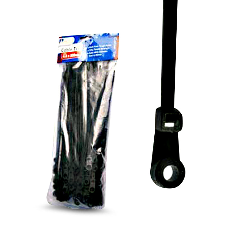 Aerpro CT200 4.8mm x 200mm Cable Ties 100 Pack Mountable O Ring