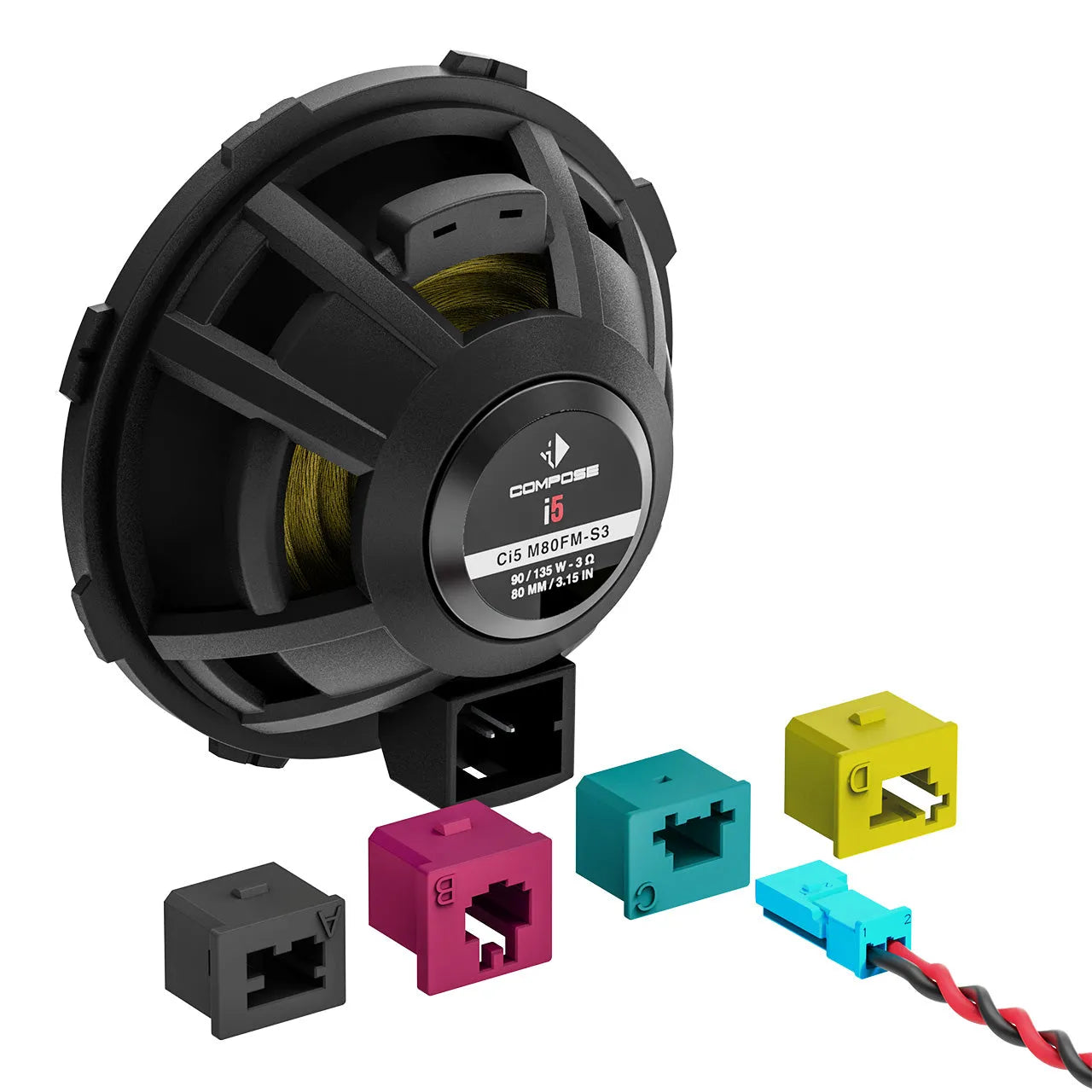 HELIX Ci5 M80FM-S3 COMPOSE 3.15 Inch 90W RMS Midrange Speaker Pair with FlexMount80 - 3 Ohm