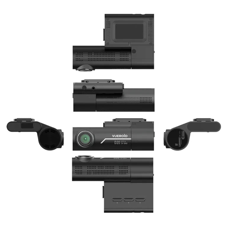 Vueroid D20-F2 Full HD Front and Rear 2-Channel Dash Cam with ADAS