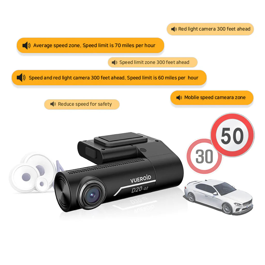Vueroid D20-Q2 2K QHD Front and Rear 2-Channel Dash Cam with ADAS