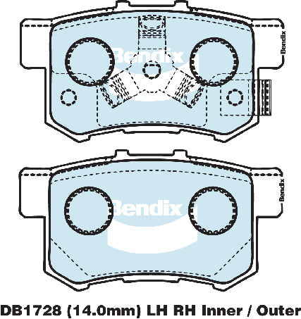Bendix DB1728GCT Brake Pad Set - General CT
