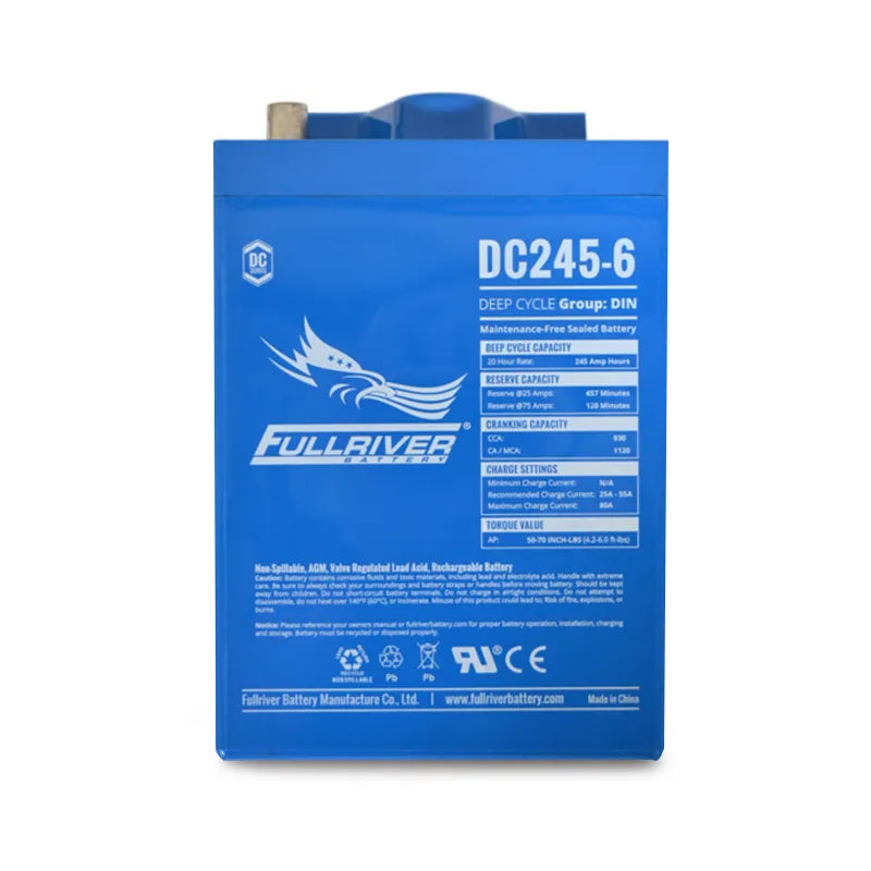 Fullriver DC245-6 DC Series 6V 245Ah AGM Deep Cycle Heavy Duty Battery