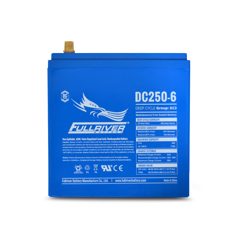 Fullriver DC250-6 DC Series 6V 250Ah AGM Deep Cycle Heavy Duty Battery